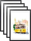 Annecy 12x18 Picture Frames 4-Pack (Black) - Simple Rustic Wall Frames
