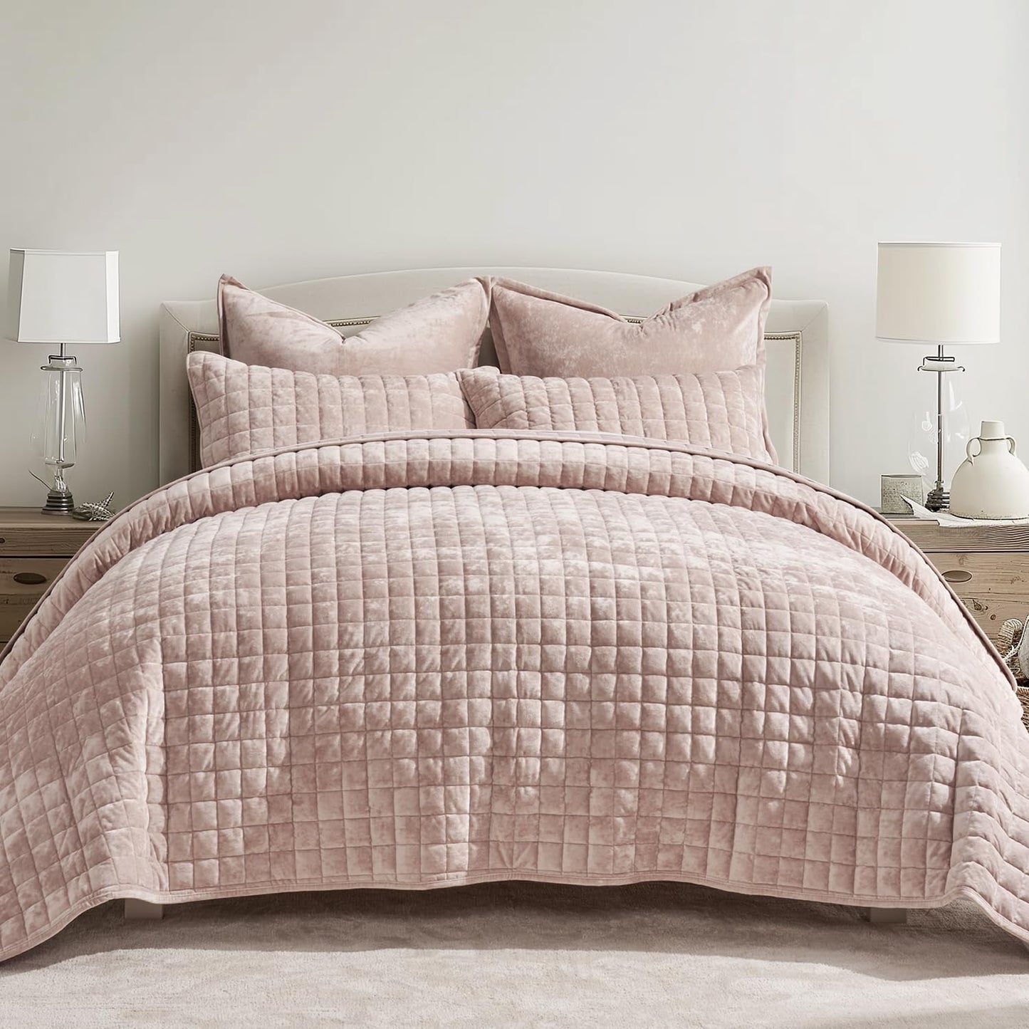 RECYCO Luxury Velvet Quilt Set King Size for Elegant Bedding