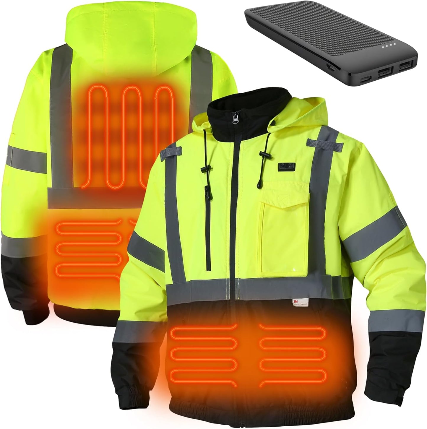 Safety Heated Jacket with 3M Reflective and Waterproof Features