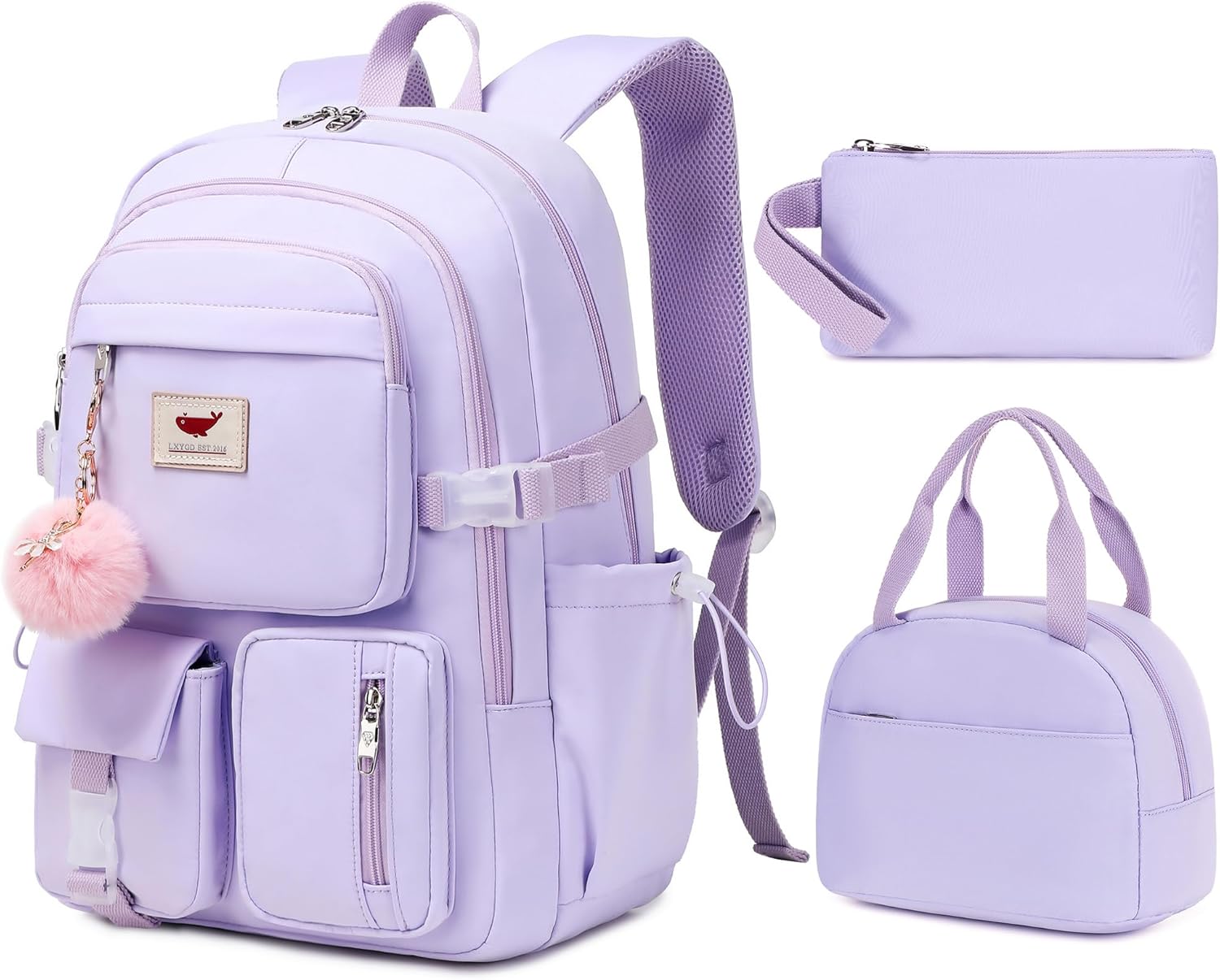 Laptop Backpack 15.6 Inch Set with Lunch Box & Pencil Pouch