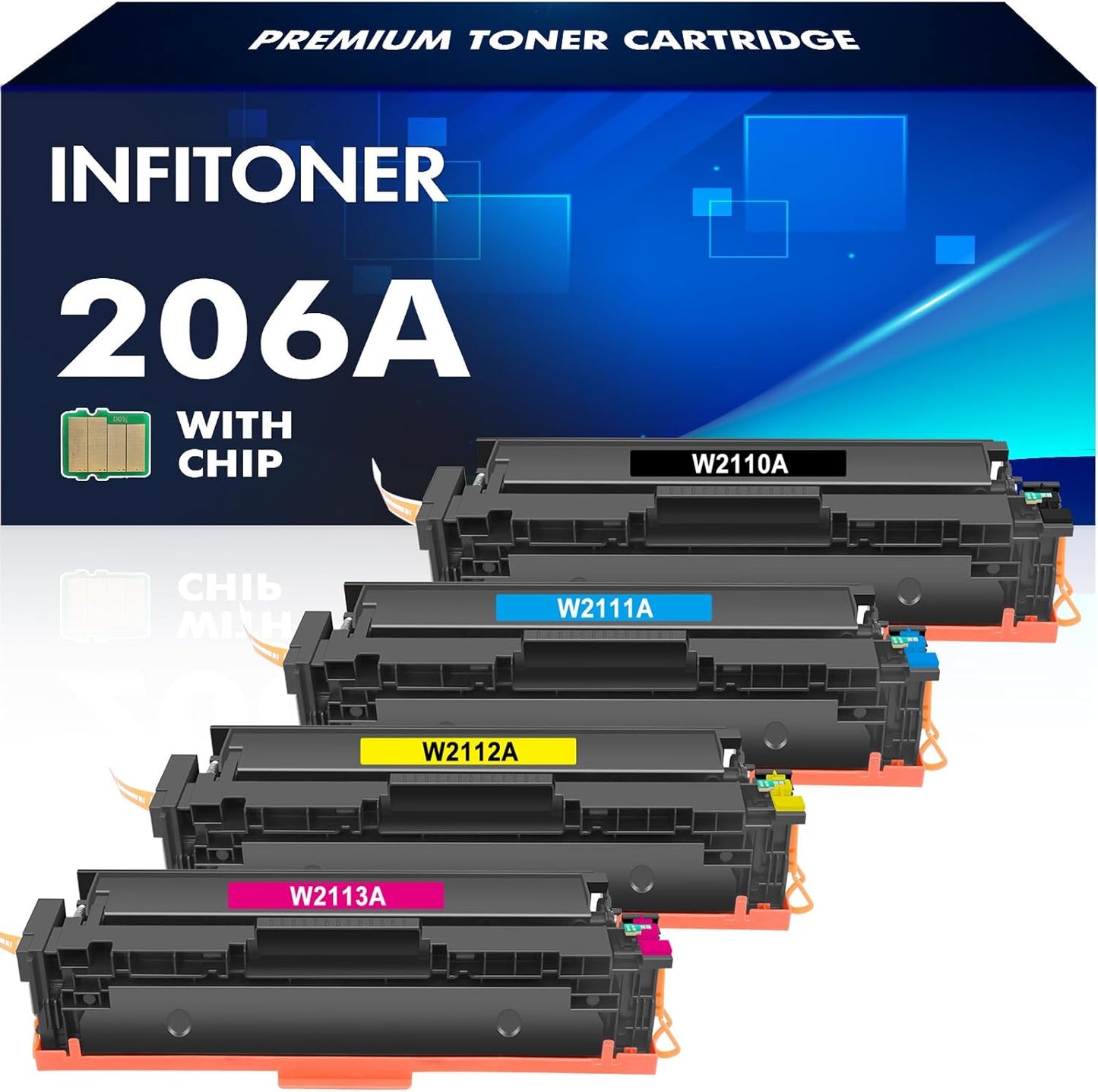 206A Toner Cartridges 4 Pack Compatible for HP M283fdw Printer