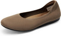 Wide Ballet Flats for Women - Foldable Knit Flats with Arch Support