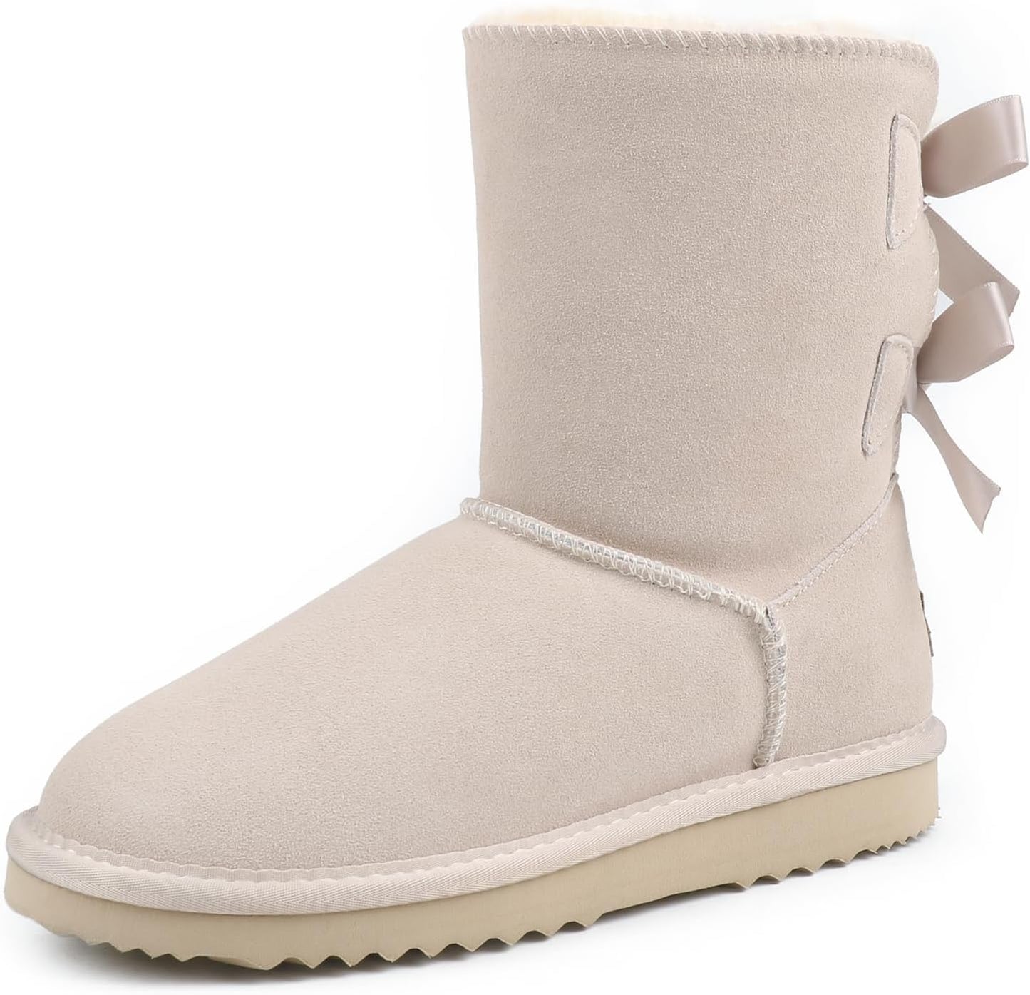 JOY IN LOVE Women's Mid-Calf Snow Boots with Back Bows