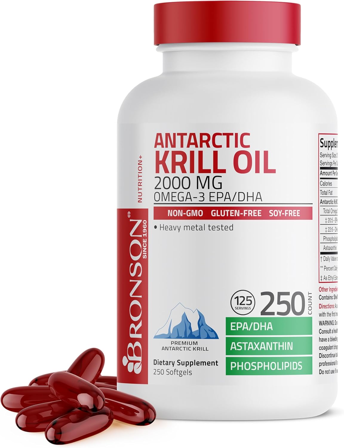 Bronson Antarctic Krill Oil 2000 mg for Omega-3 Health Benefits