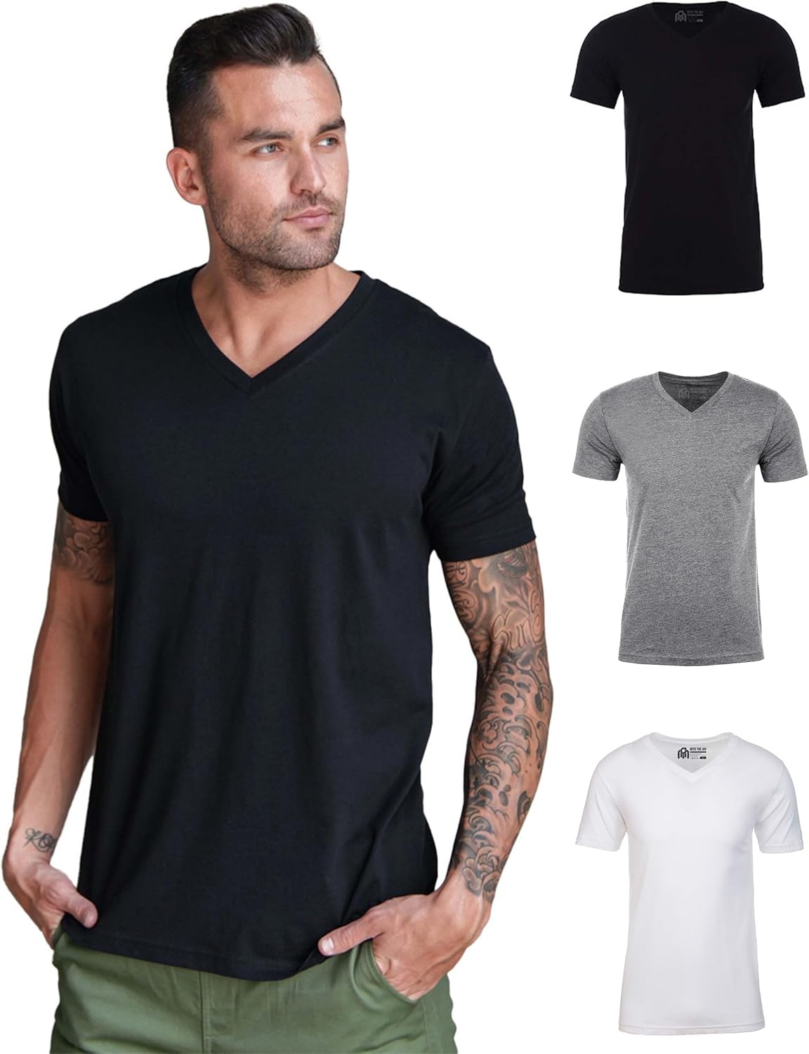 INTO THE AM Premium V Neck T Shirts for Men - Stylish Comfort