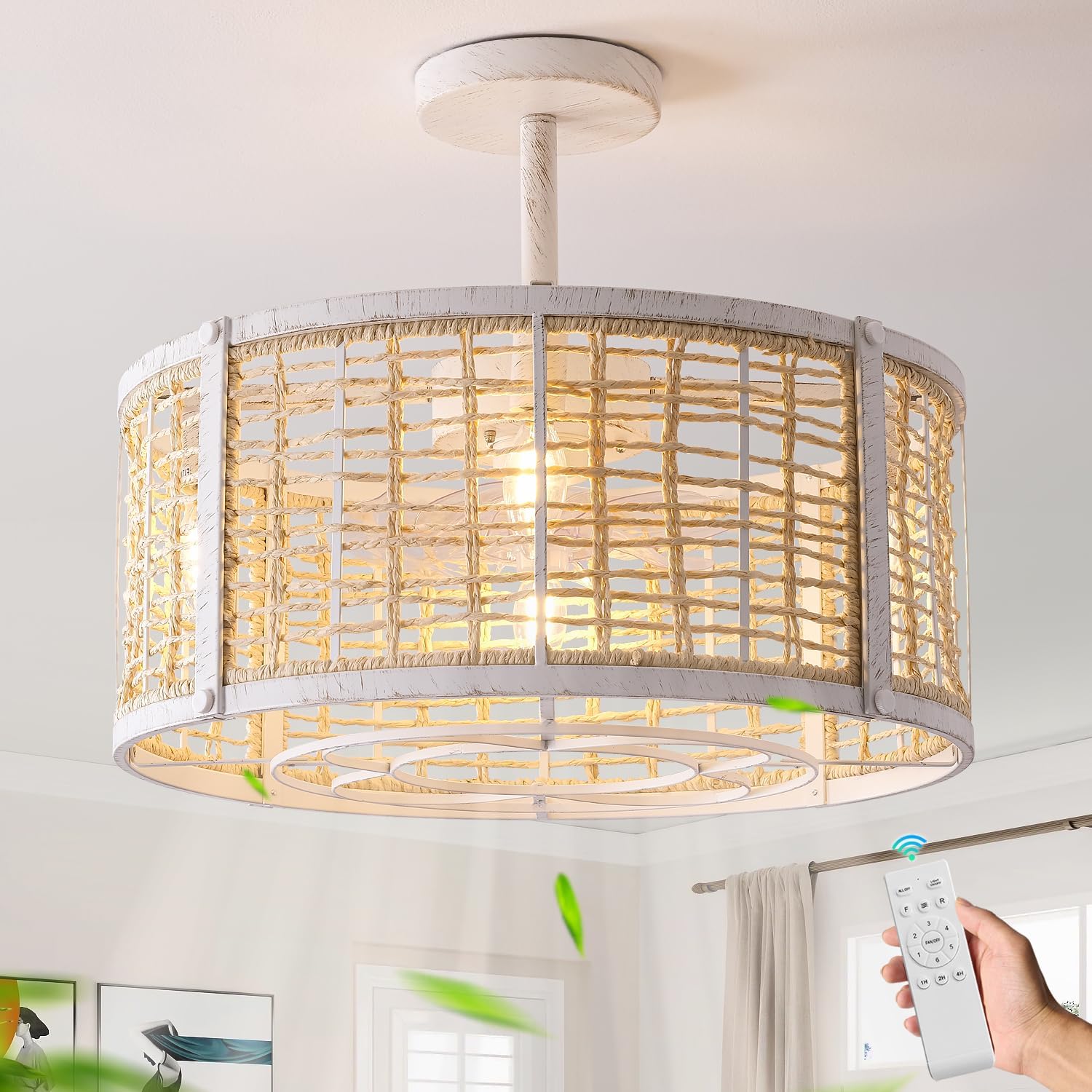 Beiduna 20Inch Rattan Caged Ceiling Fan with Light Review