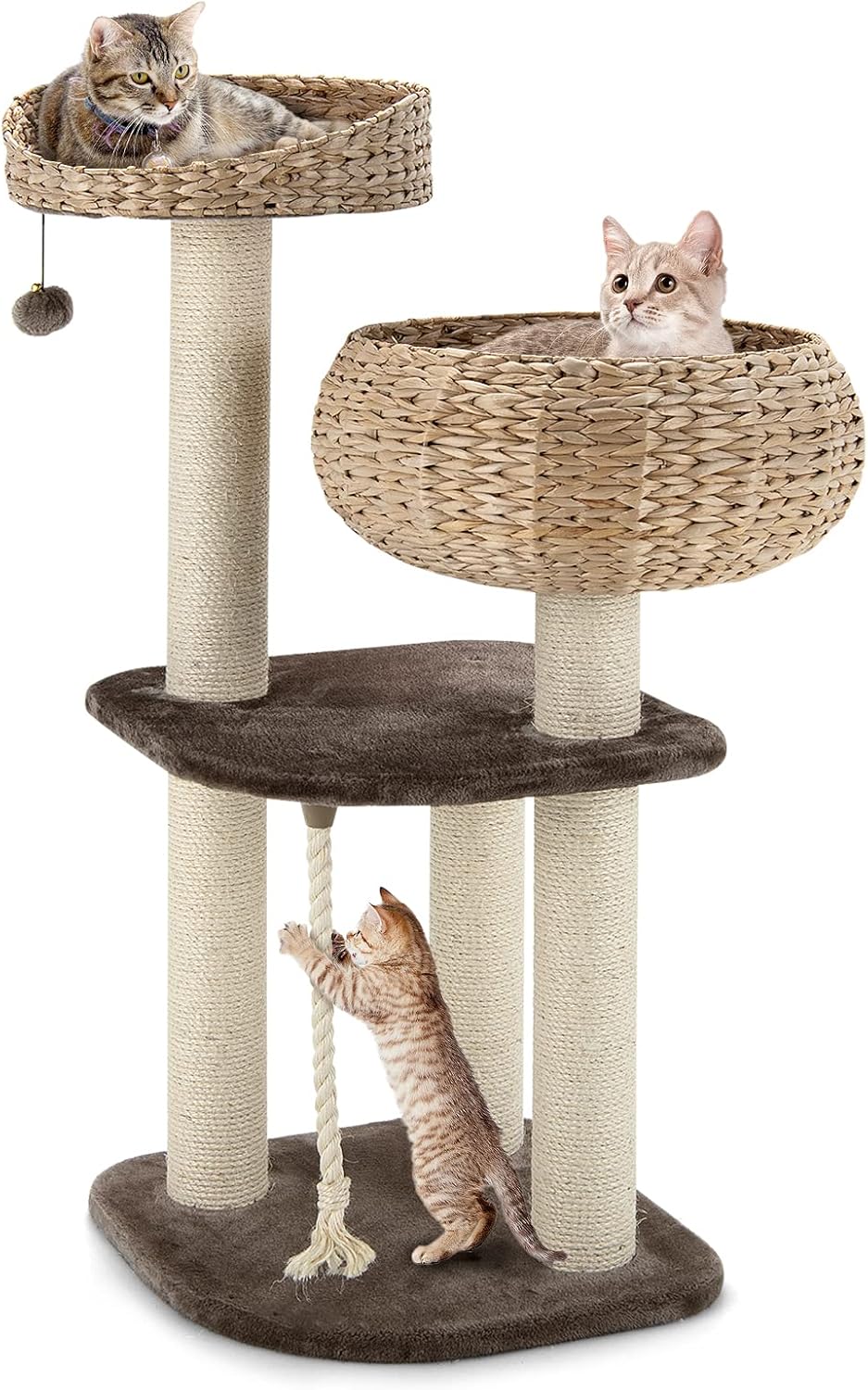 Tangkula Modern Cat Tree for Indoor Cats with Natural Sisal
