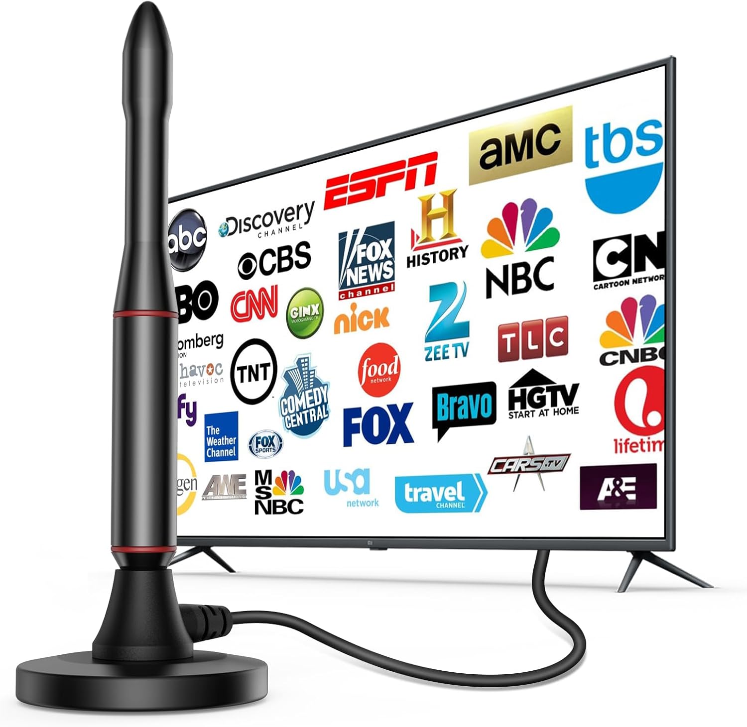650+ Miles Long Range Indoor TV Antenna for Local Channels - Supports 4K, 1080p