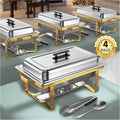 Chafing Dish Buffet Set 9.5QT 4-Pack - Durable Stainless Steel Service