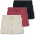 Womens Ultra-Soft 3-Pack Sweat Shorts with Pockets - Plus Size Ready