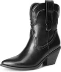 DREAM PAIRS Women's Cowboy Ankle Boots - Comfortable Low Block Heel