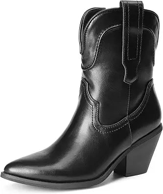 DREAM PAIRS Women's Cowboy Ankle Boots for Stylish Fall Fashion
