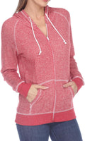 Long Sleeve Zip Hoodie Women Cotton Blend - Comfortable Everyday Fit