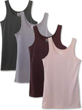 Kalon Women's 4-Pack Scoop Neck Tank Top Base Layer - Long Length