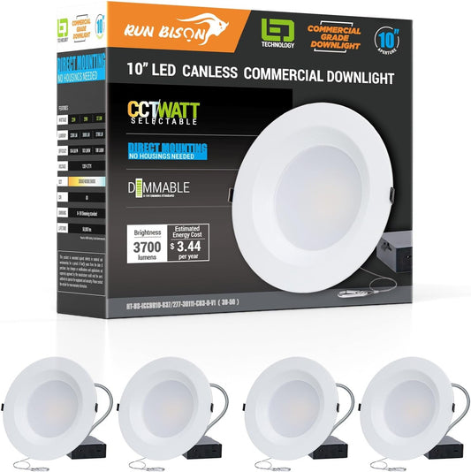 10 Inch Recessed LED Commercial Downlight with Adjustable Wattage