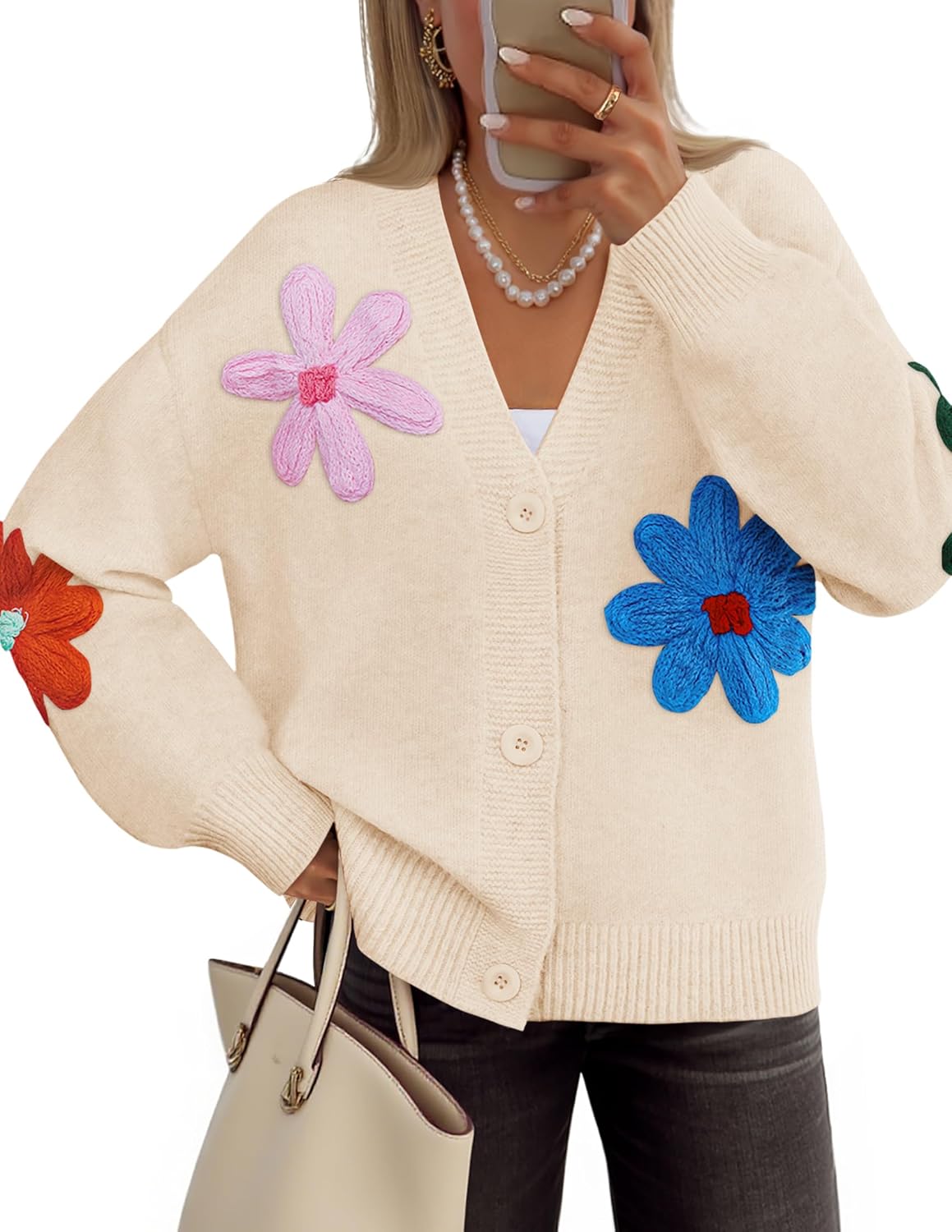 ZESICA Womens Fall Floral Cardigan Sweater for Cozy Style