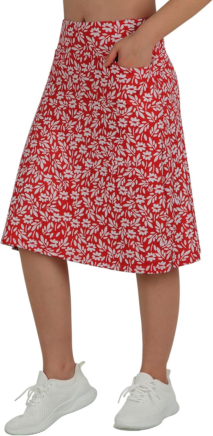 Women's Midi Length Skorts with 3 Pockets for Activewear