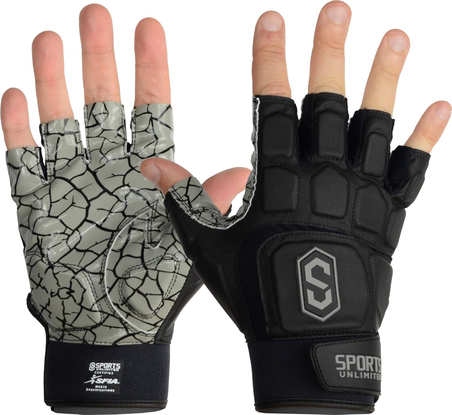 Max Clash Half Finger Lineman Adult Padded Football Gloves