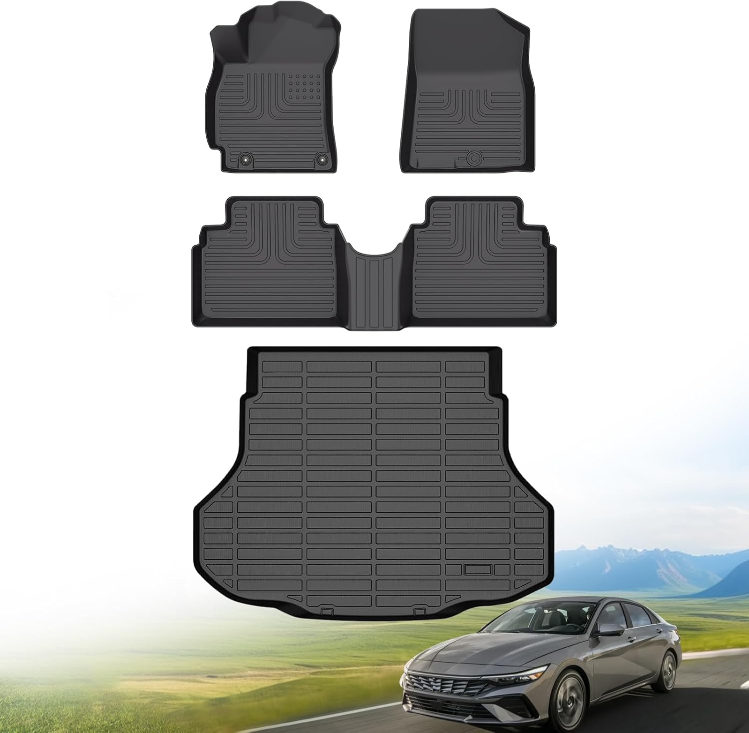 Hutisya Floor Mats & Cargo Liner Set for Hyundai Elantra 2021-2025