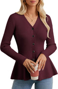 Long Sleeve Cardigan Sweaters for Women - Lightweight Peplum Knit Soft