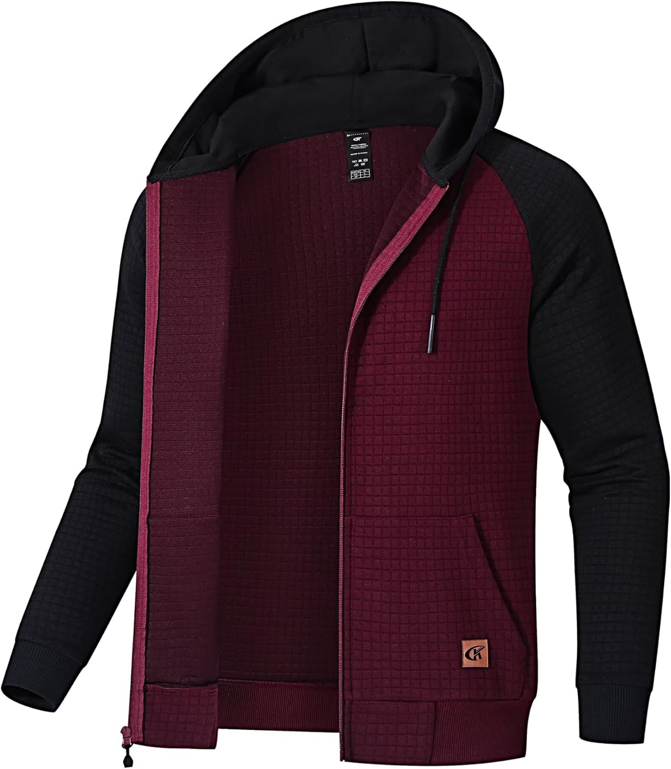 Satankud Men's Jacquard Plaid Lightweight Zipper Hoodie Jacket