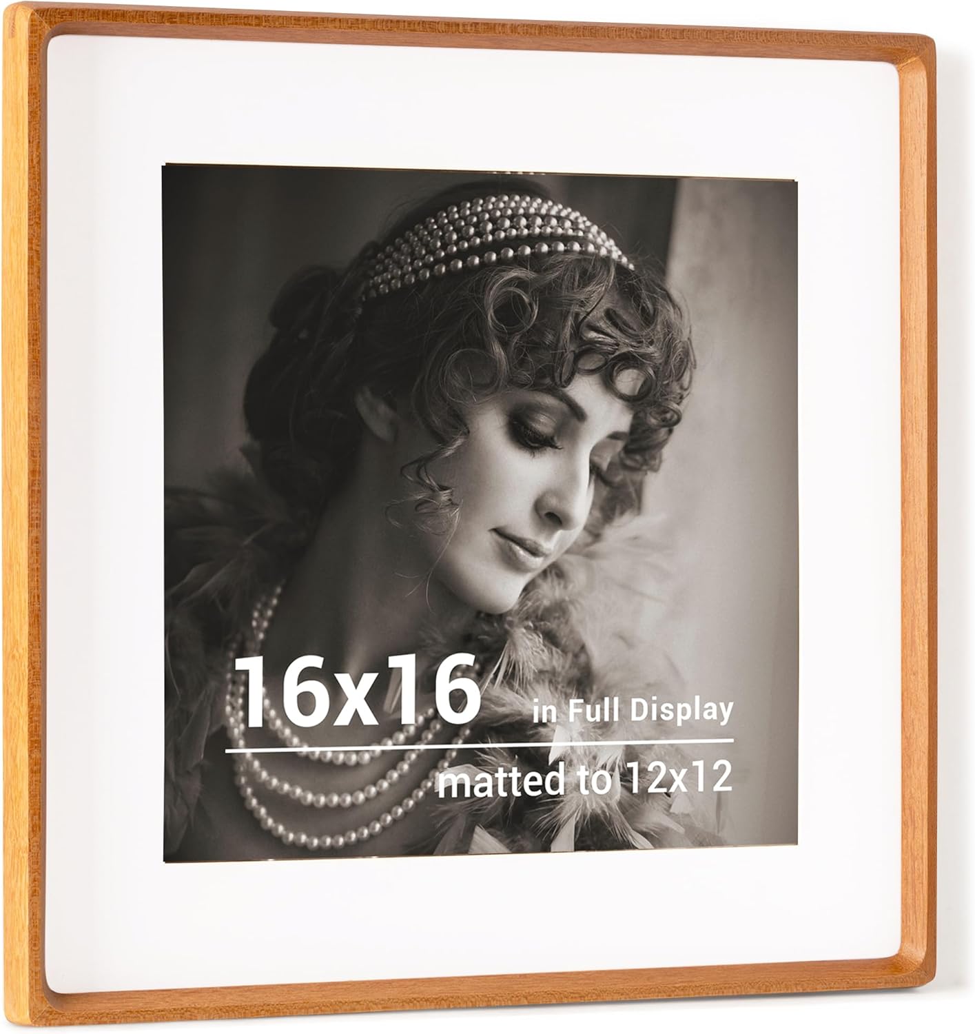 16x16 Picture Frame with USA-Sourced Teak Wood for Photos