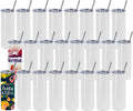 24 Pack Sublimation Tumblers Bulk 20 oz Skinny Straight - DIY Gift Set