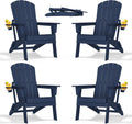 Folding Adirondack Chair Set of 4 - Comfortable HDPE Patio Seating