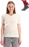 Merino Wool T Shirt Women - Lightweight Merino Base Layer Tee Socks