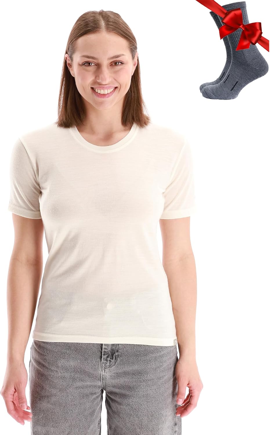 Merino Wool T Shirt Women - Soft Moisture-Wicking Tee & Socks