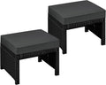 Wicker Ottomans Set of 2 - Versatile Outdoor Footrests and Side Tables