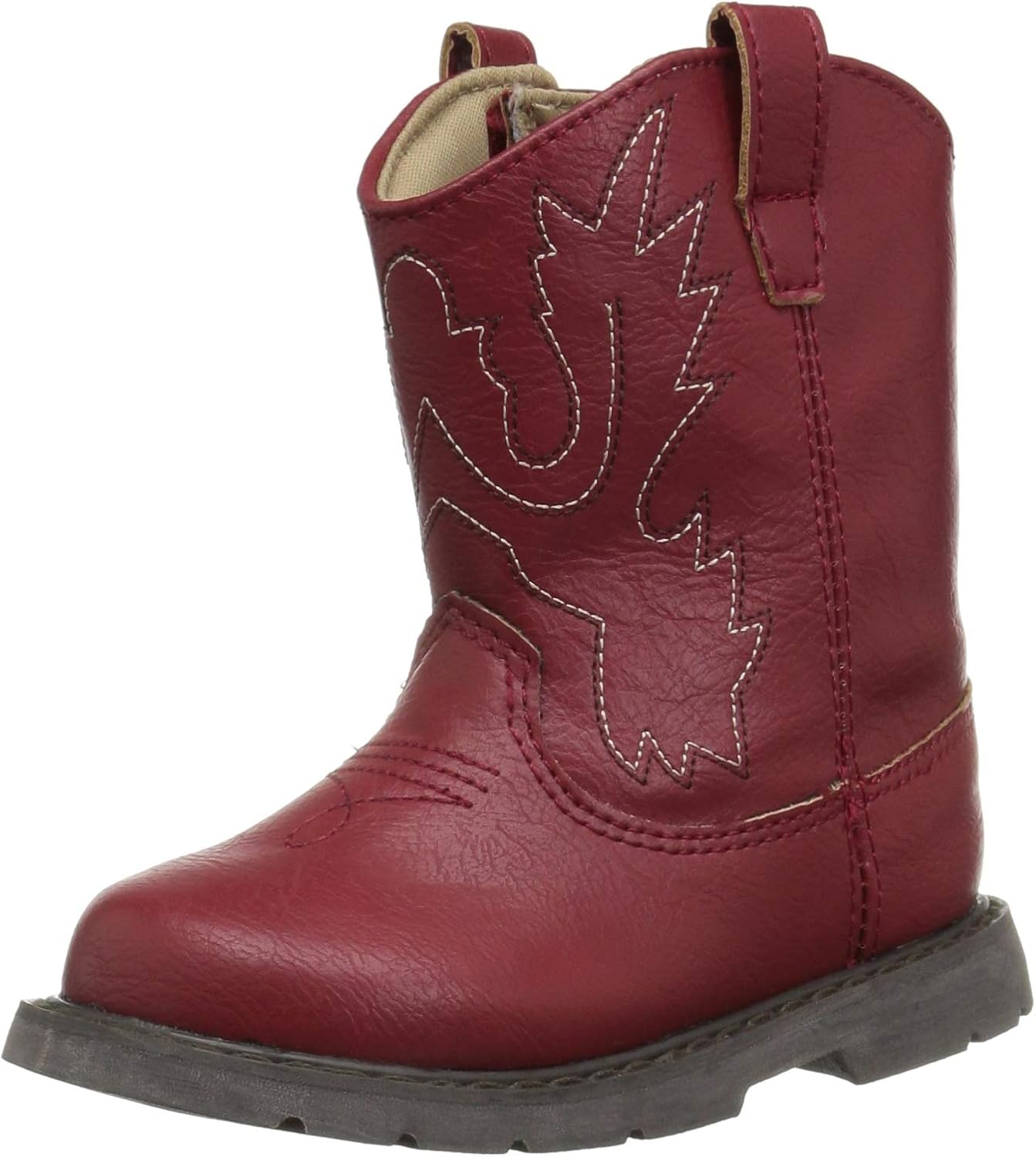 Baby Deer Kids Round Toe Western Boot for Toddlers in Red