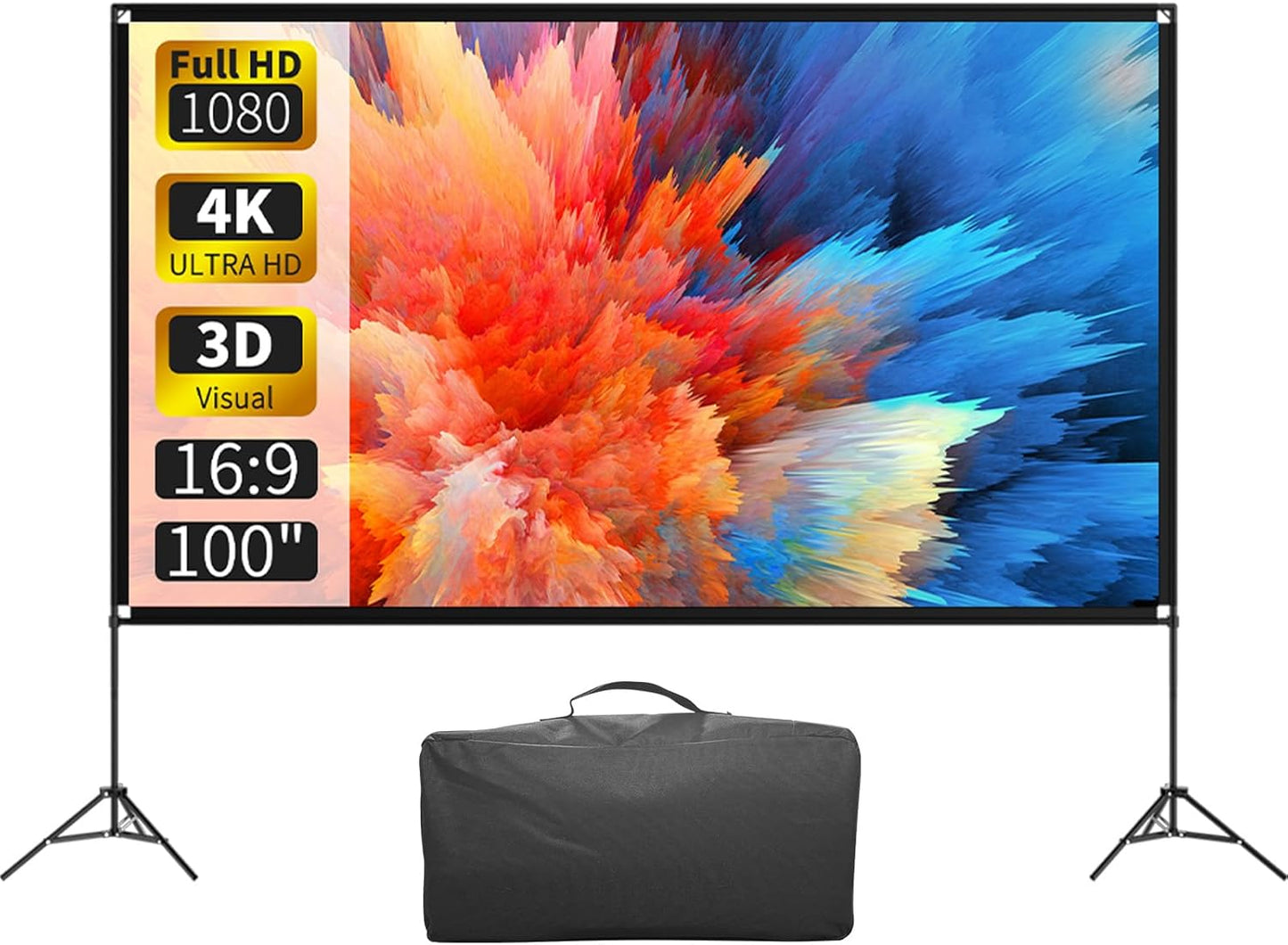 100 Inch Projector Screen with Stand for 4K HD Viewing