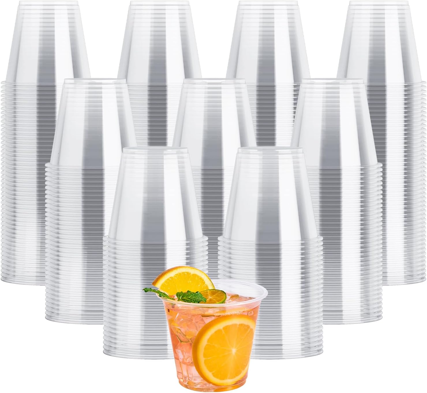 9 oz Clear Plastic Cups for Parties - 600 Pack Disposable Tumblers