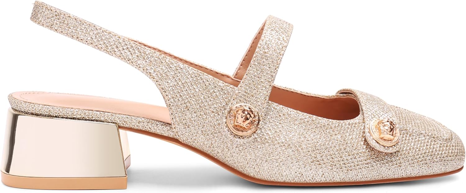 Slingback Mary Jane Heels for Women with Low Block Heel Style