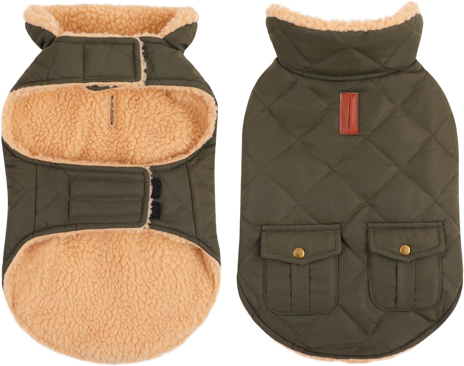 Queenmore Warm Dog Coat for Cold Weather with Plush Lining