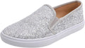 Women's Slip-On Glitter Loafers - Comfortable Casual Flats