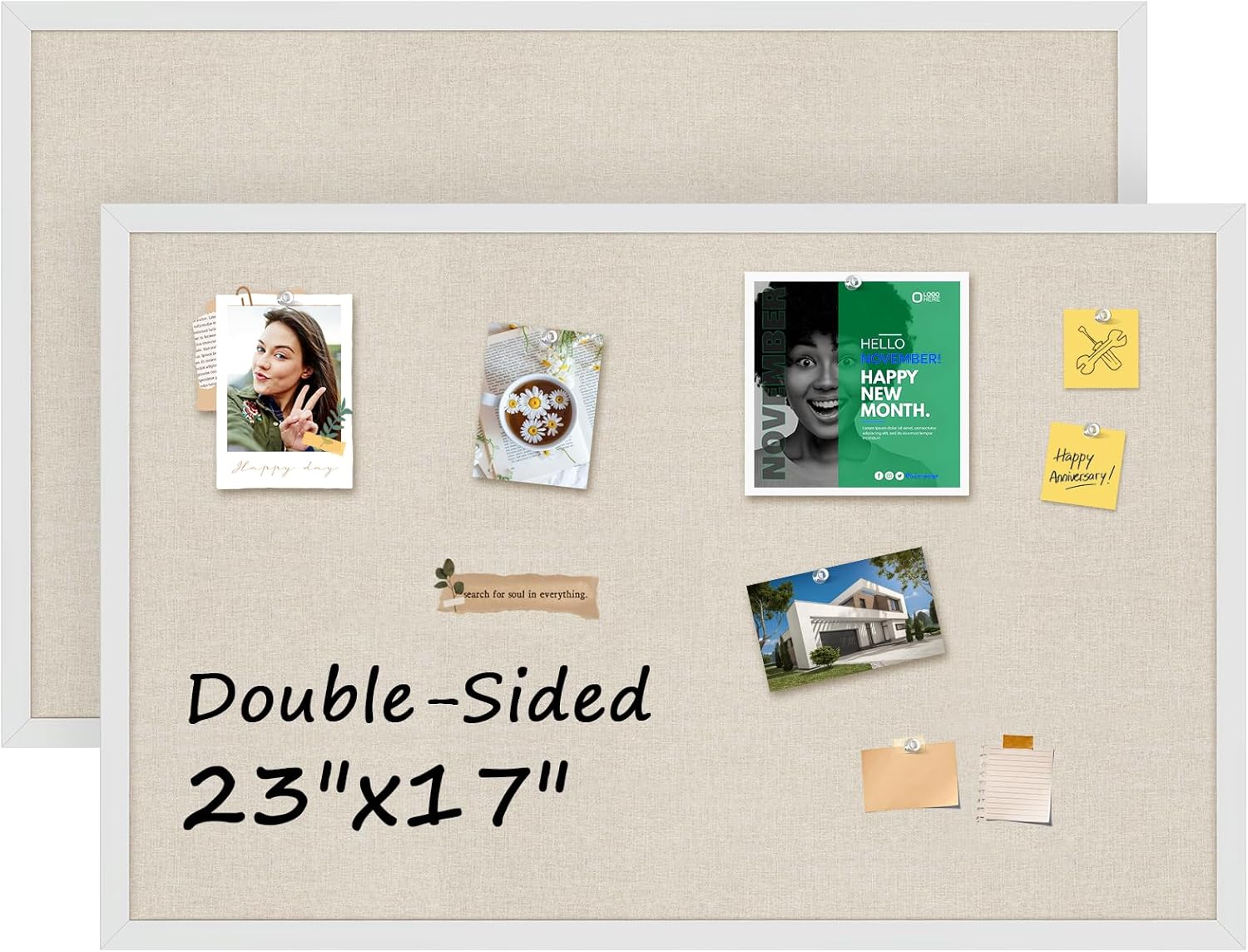 MaxGear Double-Sided Cork & Linen Board Set for Home & Office
