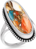 925 Sterling Silver Oyster Copper Turquoise Ring - Dainty Boho