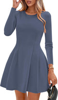 Long Sleeve Mini Dress for Women - Soft Knit Pleated Babydoll