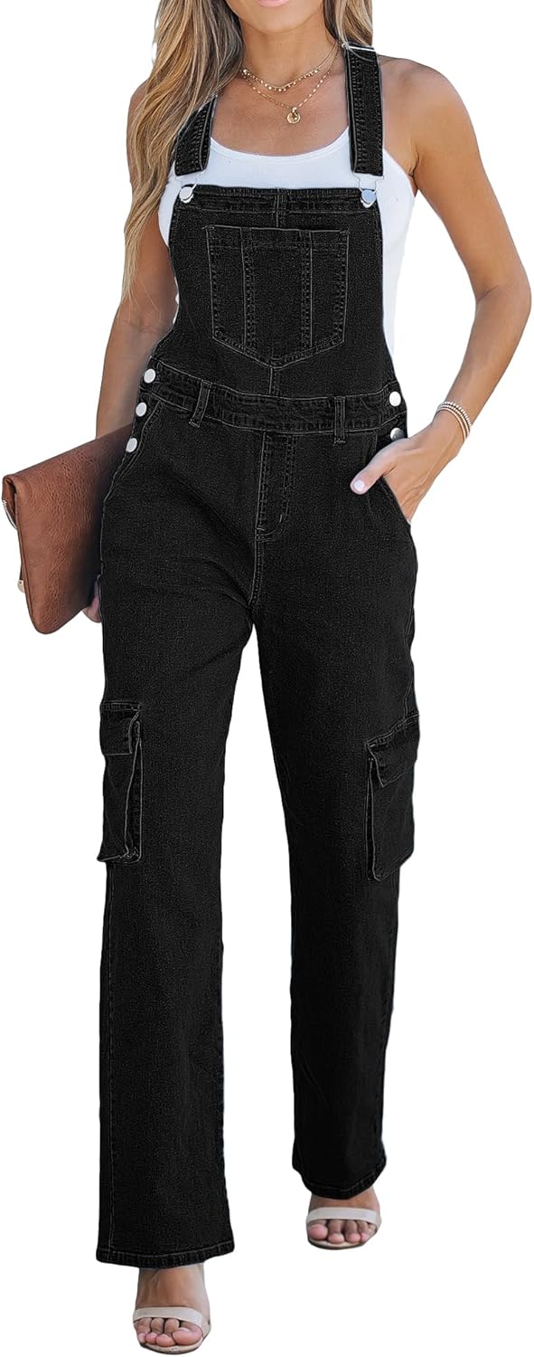 Luvamia Cargo Jean Overalls for Women - Trendy Utility Jumpsuit