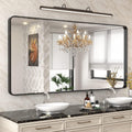 Black Bathroom Mirror 72x36 in Matte Black Frame - Large Rounded