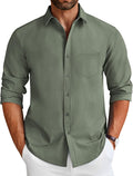 COOFANDY Men's Long Sleeve Button Down Denim Shirt - Wrinkle Free
