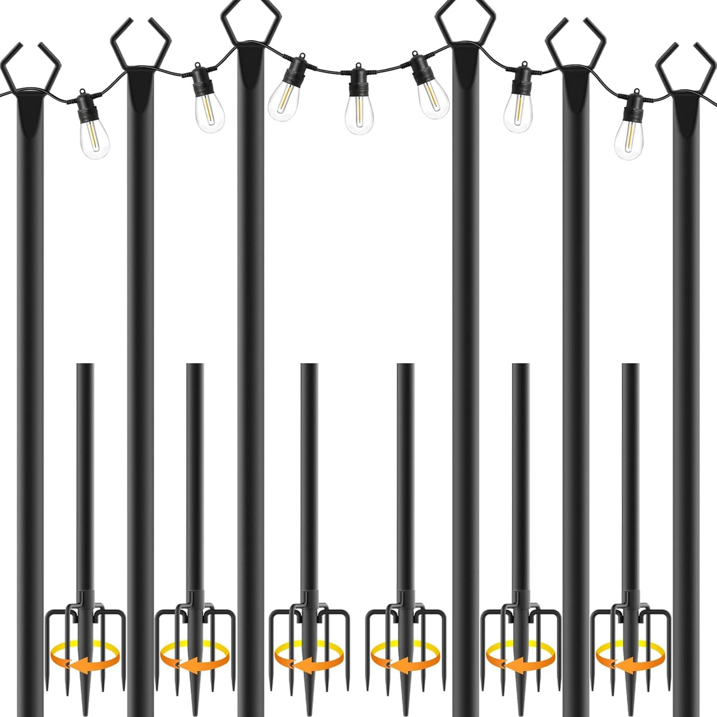 10 ft Heavy Duty Metal String Light Poles for Outdoor Events