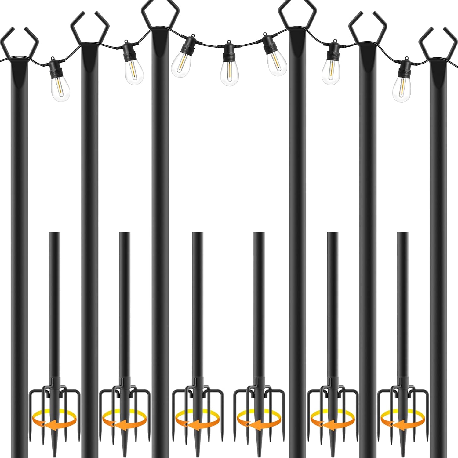 10 ft Heavy Duty Metal String Light Poles for Outdoor Events