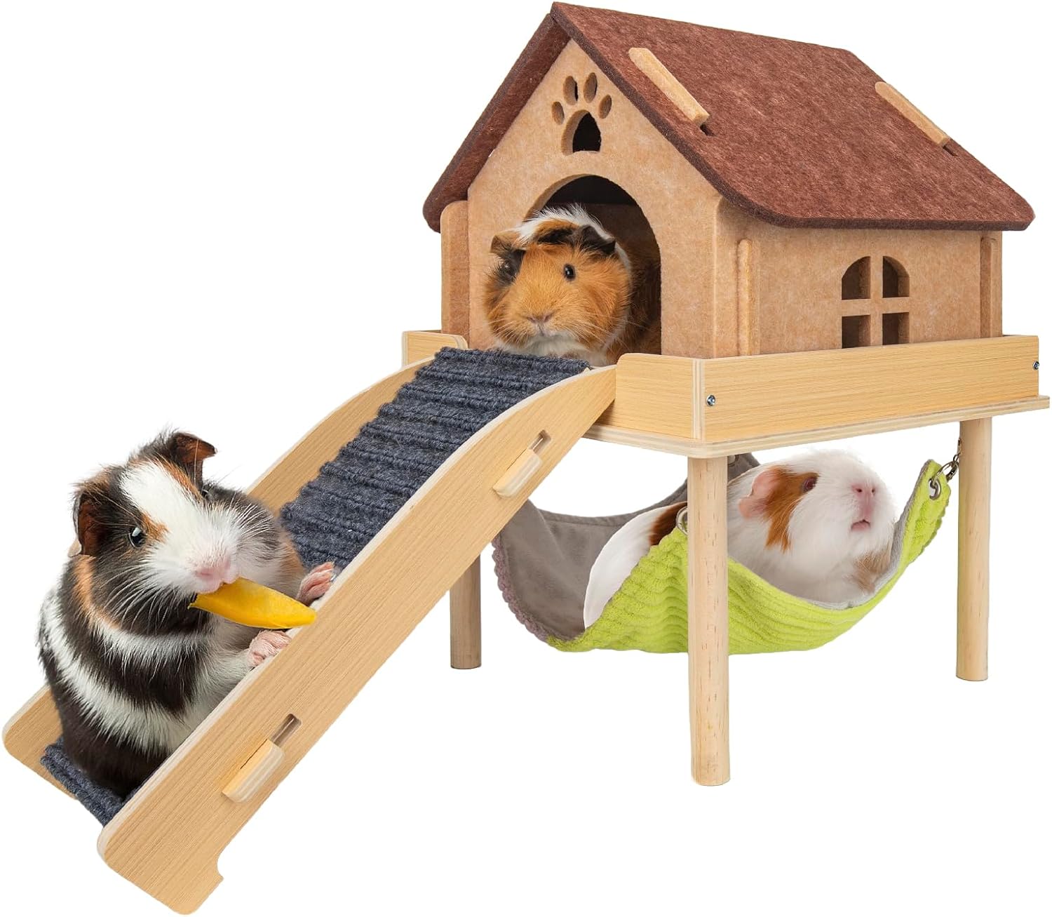 3 in 1 Enlarged Guinea Pig Hammock and Hideout for Pets