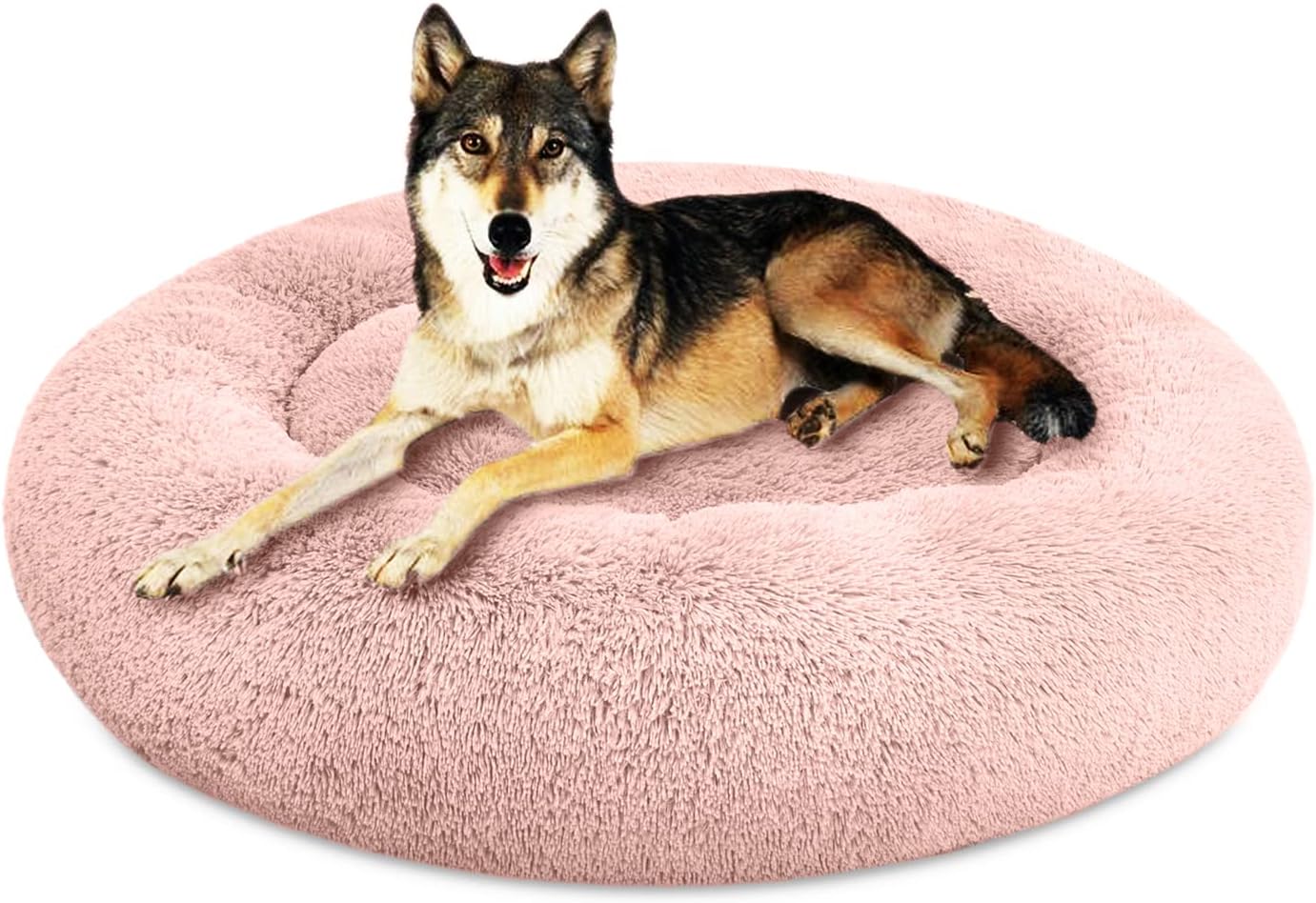 SAVFOX Plush Calming Dog & Cat Bed - Cozy Donut Shape for Pets