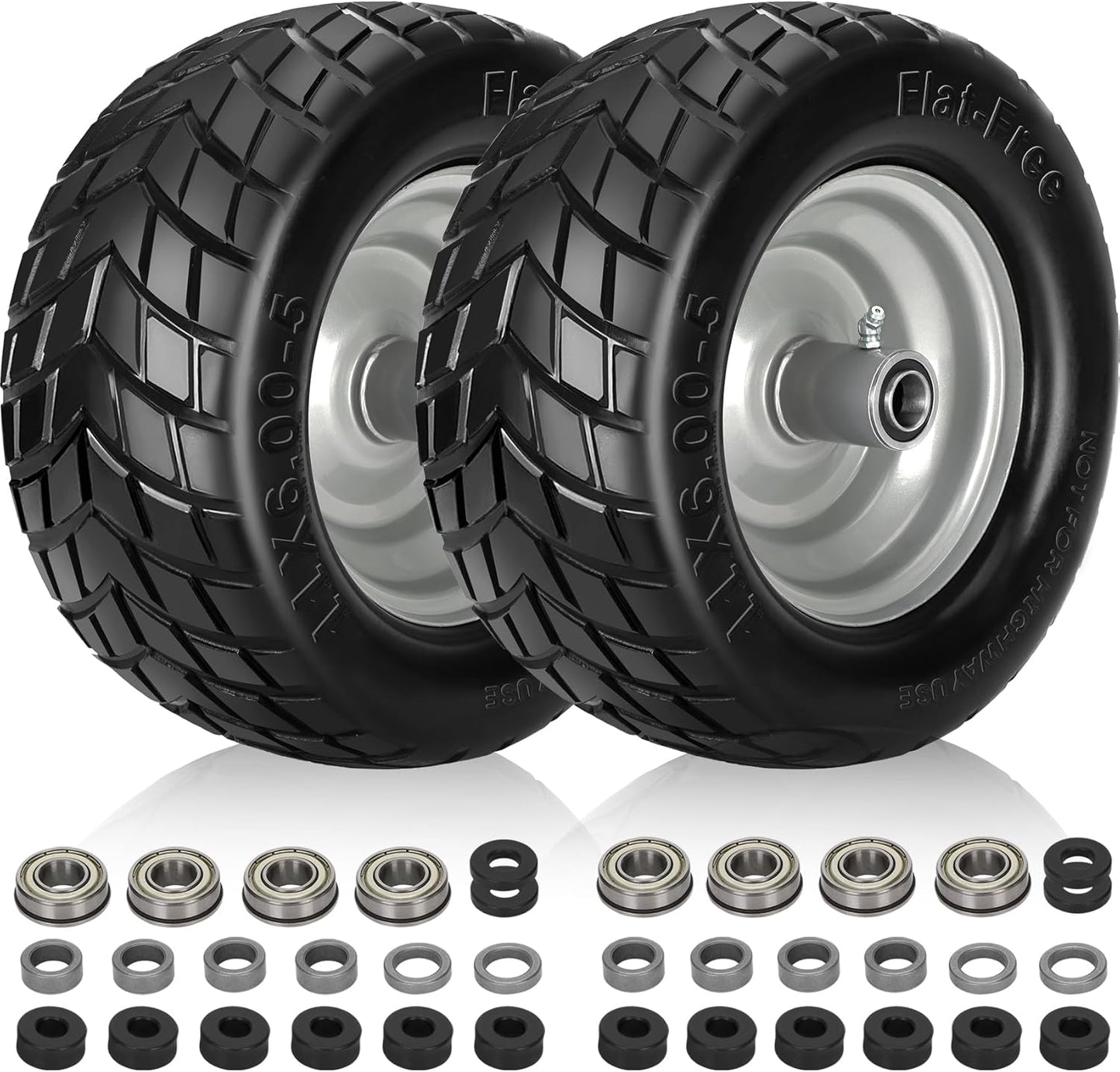 11x6.00-5 Flat Free Tire for Zero Turn Mower - 2 Pack