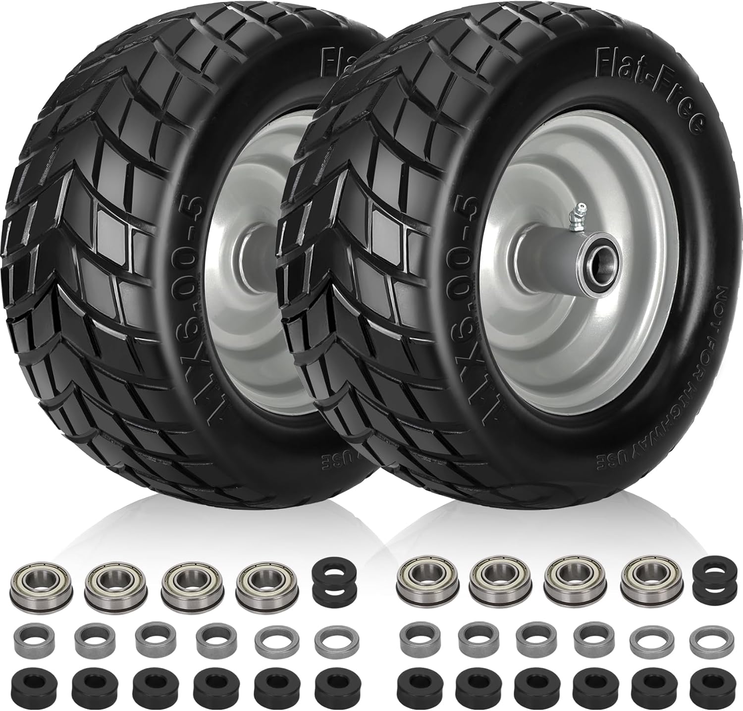 11x6.00-5 Flat Free Tire for Zero Turn Mower - 2 Pack