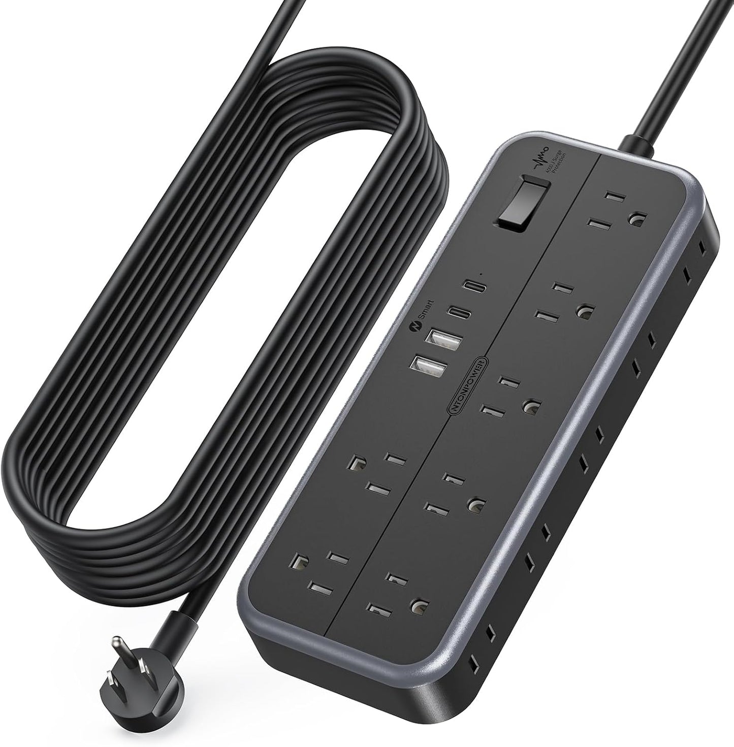 NTONPOWER 25 Ft Extension Cord with 14 Outlets & USB Ports